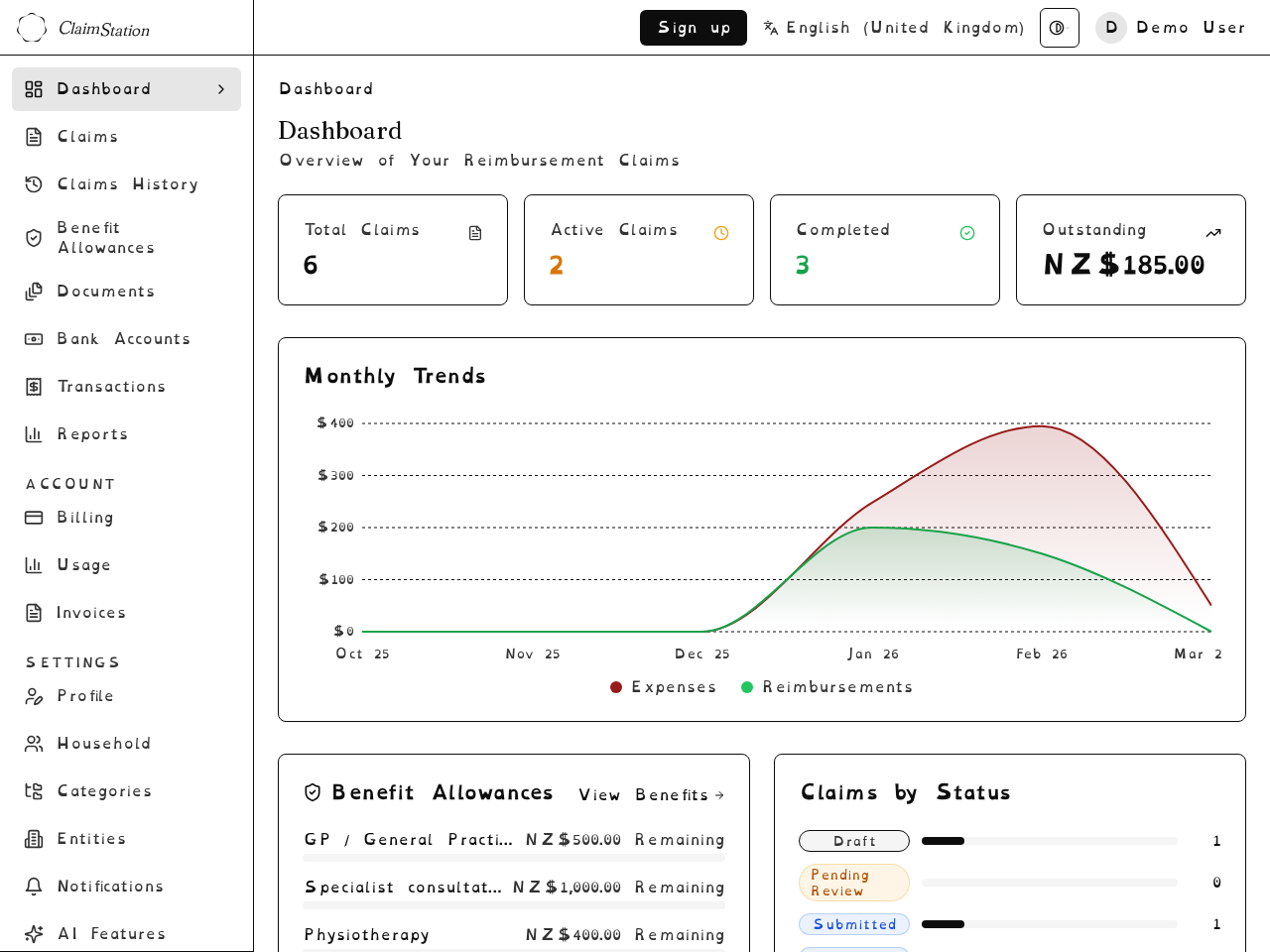 ClaimStation Dashboard (OpenDyslexic, High Contrast)